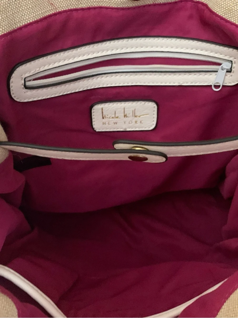 Canvas and White Trim Tote Bag - Women's Neutral Shoulder Bag